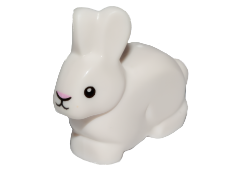 Кролик Lego Bunny / Rabbit with Black Eyes and Mouth and Bright Pink Nose Pattern White 29685pb01